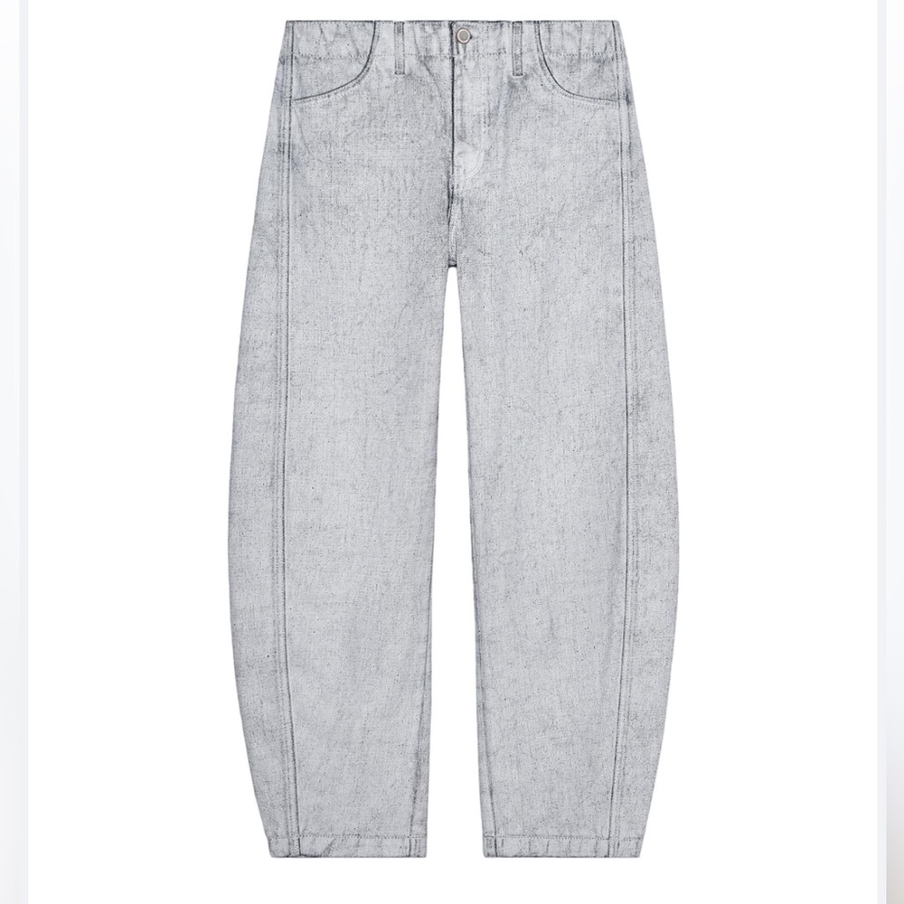 NWT ZARA Denim Jeans Gray Acid Wash The ZW Twisted Tapered Pants Women’s 8